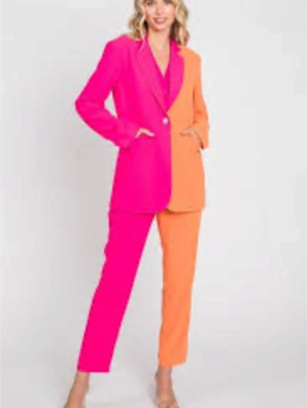 GeeGee Color Block Pantsuit in Pink & Orange Size Medium